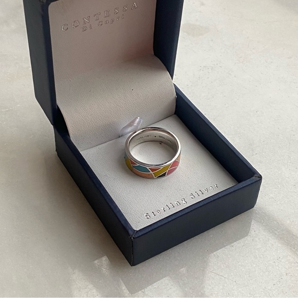 Colorful Geometric Silver Ring - Picture 4 of 5